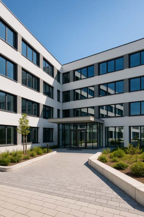 Modernes Bürogebäude mit klarer Architektur – Facility Management München